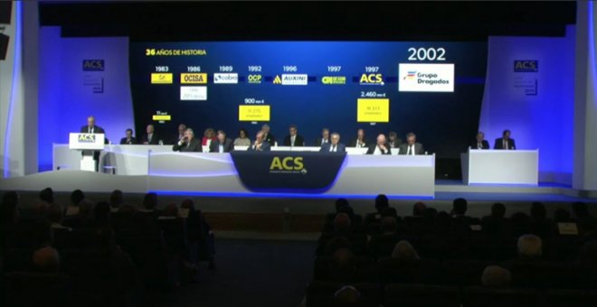 El presidente de ACS, Florentino Pérez, durante la junta de accionistas de la constructora.