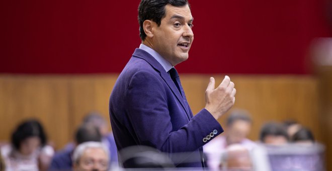 Juanma Moreno, hoy en el Parlamento de Andalucía. Europa press