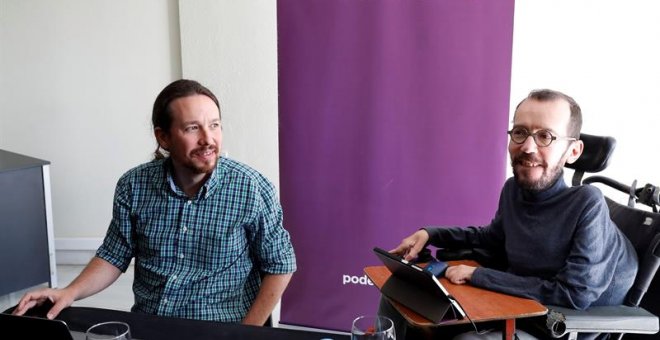 Pablo Iglesias y Pablo Echenique durante el Consejo Ciudadano Estatal de Podemos celebrado para analizar los resultados del 26-M / EFE