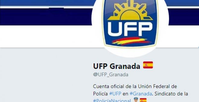 Pantallazo de la cuenta oficial de Twitter del sindicato UFP en Granada.