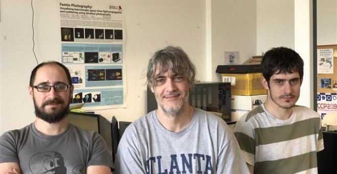 Los investigadores Adrián Jarabo, Diego Gutiérrez e Ibón Guillén. Universidad de Zaragoza