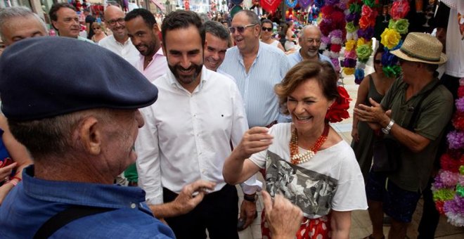 Carmen Calvo en la Feria de Málaga. EFE