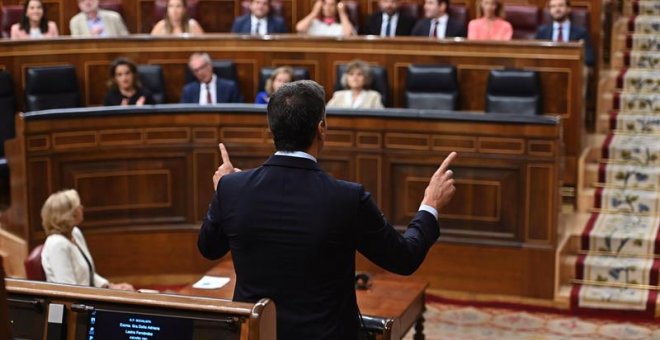 Pedro Sánchez durante la sesión de control al Gobierno