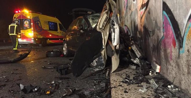 15/09/2019 - Un vehículo kamikaze que circulaba por dirección contraria ha colisionado frontalmente con otro vehículo. EFE/Comunidad de Madrid