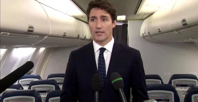 Justin Trudeau habla con los medios de comunicación. (REUTERS)