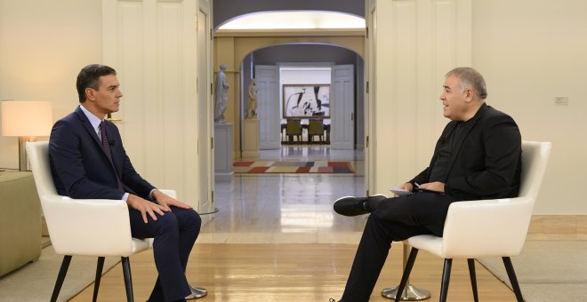 El presidente del Gobierno en funciones, Pedro Sánchez, durante la entrevista para La Sexta. POOL MONCLOA/Borja Puig de la Bellacasa