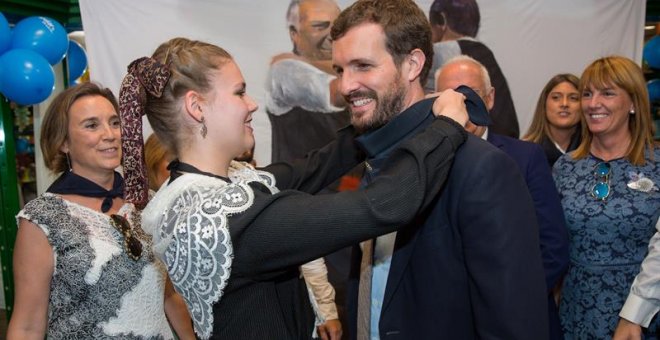 Pablo Casado, en las Fiestas de la Vendimia de Logroño. / EFE