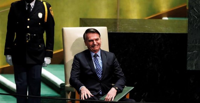 21/02/2019.- El primer ministro brasileño Jair Bolsonaro en la Asamblea de las Naciones Unidas. EFE/EPA/Justin Lane