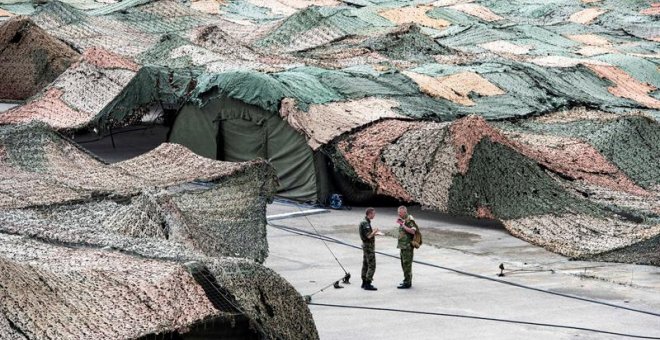 Imagen de unas maniobras recientes del Ejército de Tierra en la base militar de San Isidro de Mahón para el ejercicio de la OTAN Trident Jackal 19. EFE/ David Arquimbau Sintes