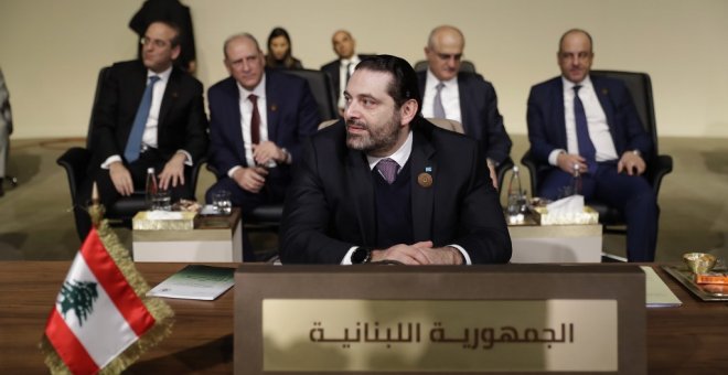 El primer ministro de Líbano, Saad Hariri, en una conferencia económica en Beirut, el pasado enero. AFP/Joseph Eid