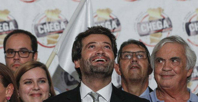 El líder de Chega,André Ventura, en la celebración de los resultados. EFE/EPA/ANTONIO COTRIM