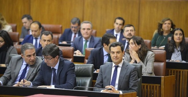 Juan Manuel Moreno en el pleno del Parlamento de Andalucía