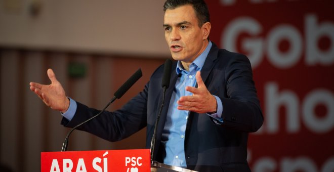 El presidente en funciones, Pedro Sánchez, durante un acto de campaña este miércoles. / Europa Press