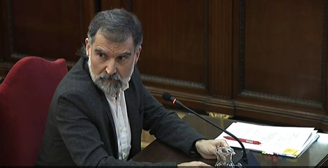 El líder de Òmnium Cultural, Jordi Cuixart, durante una de las sesiones del juicio del 'procés'. / Europa Press-Archivo