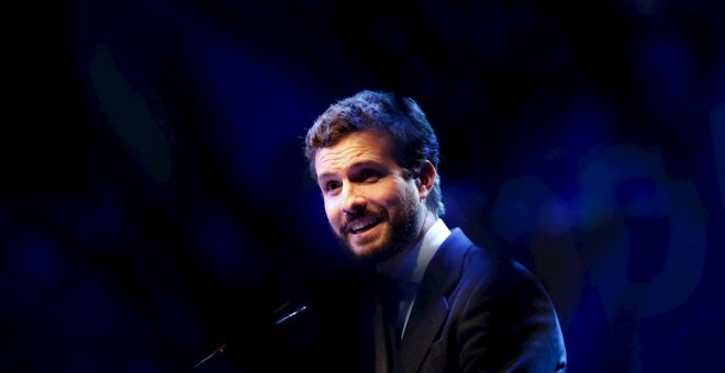 El presidente del PP, Pablo Casado, en un acto del partido en la localidad madrileña de Alcobendas. EFE/ David Fernández