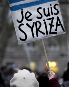 Una pancarta en Atenas durante una manifestación de apoyo al Gobierno griego para sus negociaciones con el Eurogrupo. - EFE