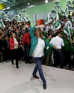 La candidata del PSOE en las autonómicas andaluzas, Susana Díaz, en el mitin de cierre de campaña. REUTERS/Marcelo del Pozo