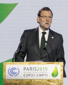 El jefe del Gobierno español, Mariano Rajoy, durante su intervención en la conferencia sobre el cambio climático de París, denominada COP21. EFE/Fernando Perez