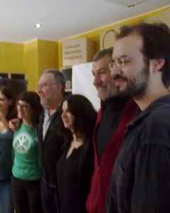 Jorge Luis Bail junto a candidatos aragoneses de Podemos.