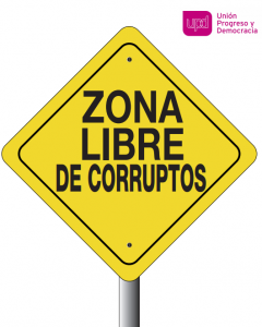Zona libre de corruptos. Cartel que adornaba los despachos de UPyD en el Congreso. Foto: UPyD