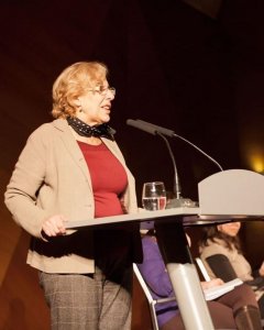 Manuela Carmena durante el coloquio 'Hacia un Madrid feminista'.