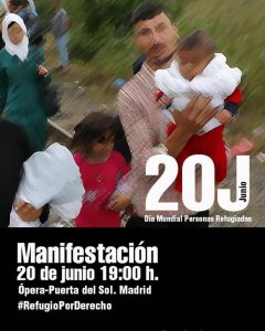 Cartel de la manifestación convocada por SOS Refugiados Madrid para el 20 de junio.