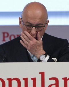 El vicepresidente del Banco Popular, Roberto Higuera, durante la reunión de la junta extraordinaria de accionistas, celebrada en Madrid. EFE/Mariscal