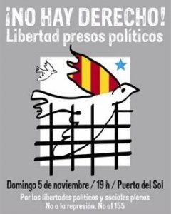 Manifestación el domingo en la Puerta del Sol de Madrid en apoyo a los 'presos políticos' de Catalunya