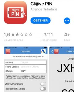 Aplicación Cl@ve PIN en App Store.