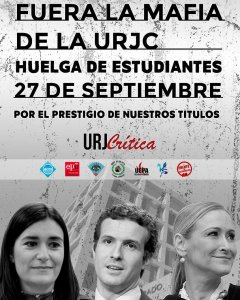 Cartel de la huelga convocada por las asociaciones de estudiantes de la URJC para el día 27 de septiembre.