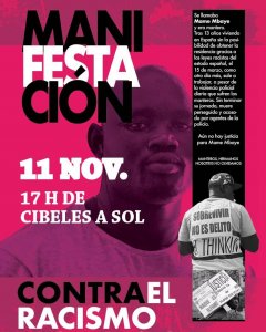Cartel de la manifestación del 11 de noviembre contra el racismo institucional.- MAPA 12N Movimiento de Acción Política Antirracista