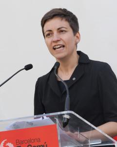 La líder del Partido Verde Europeo, Ska Keller, durante el acto en apoyo de la candidata a la alcaldía de Barcelona de BComú, Ada Colau. EFE/Toni Garriga