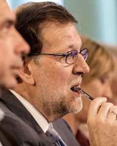 El presidente del Gobierno en funciones y del PP, Mariano Rajoy, durante el Foro-Convención de su partido 'Malas prácticas de gobiernos extremistas, buenas prácticas de gobiernos populares'.EFE/CATI CLADERA