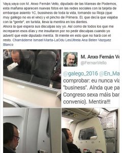 Publicación en Facebook de la senadora Paula Pardo, en el que difunde fotos de Miguel Anxo Fernán Vello en un viaje privado.