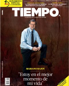 Portada de la revista 'Tiempo' con la entrevista al presidente del Gobierno, Mariano Rajoy.