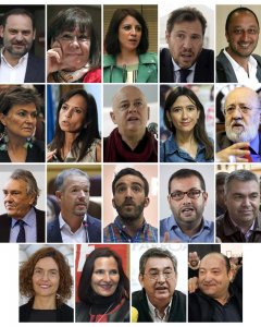 En la foto: José Luis Ábalos, Cristina Narbona, Adriana Lastra, Óscar Puente, Alfonso Gómez de Celis Carmen Calvo, Beatriz Corredor,Odón Elorza, Nuria Parlón, José Félix Tezanos y Manuel Escudero,Ander Gil,Francisco Polo,Iban García, Santos Cerdán