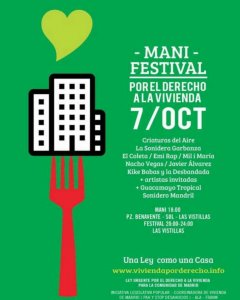 Cartel del festival-manifestación por el derecho a la vivienda de Madrid.