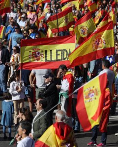 Manifestación convocada por la Fundación DENAES, en la plaza de Colón de Madrid, para reivindicar la unidad de España y la Constitución. EFE/ J.J. Guillén