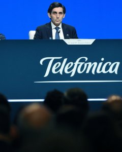 El presidente de Telefónica, José María Álvarez-Pallete, durante la junta de accionistas . EFE/ Fernando Villar