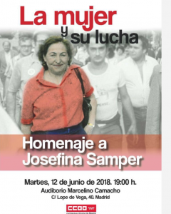 Cartel del homenaje a Josefina Samper- CCOO