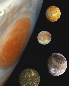 Imagen de Júpiter y sus lunas Ío, Europa, Ganímedes y Calisto.-NASA