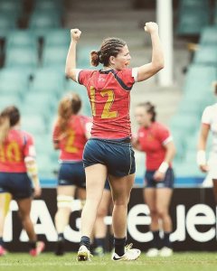 Maribí Ribera en un partido de la selección española de rugby 7 contra EEUU. Foto: Instagram