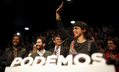 La líder andaluza y candidata de Podemos, Teresa Rodriguez, celebra los resultados de su formación en las elecciones del 22-M. REUTERS/Jon Nazca