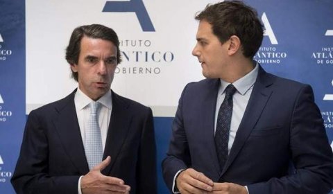 Albert Rivera participó hace unos meses en un acto del Instituto Atlántico donde José María Aznar organizó un máster de 'liderazgo'. Archivo EFE