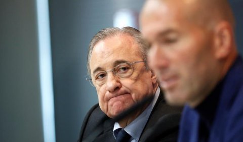 El presidente del Real Madrid, Florentino Pérez, y el entrenador Zinedine Zidane. - EFE