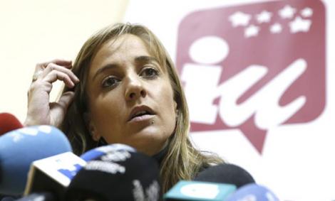 La parlamentaria de la Asamblea de Madrid Tania Sánchez, durante la rueda de prensa que ofreció hoy para informar del proceso de primarias en su partido.