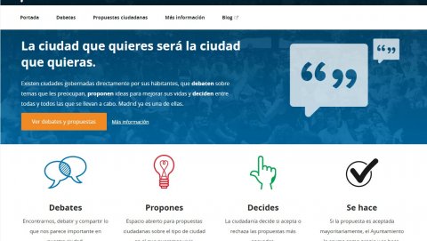 Arranca la web municipal de propuestas ciudadanas, que serán vinculantes para Carmena
