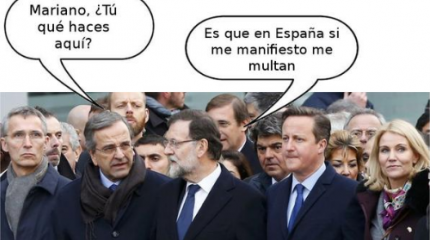 Rajoy se manifiesta en París (Tremending)