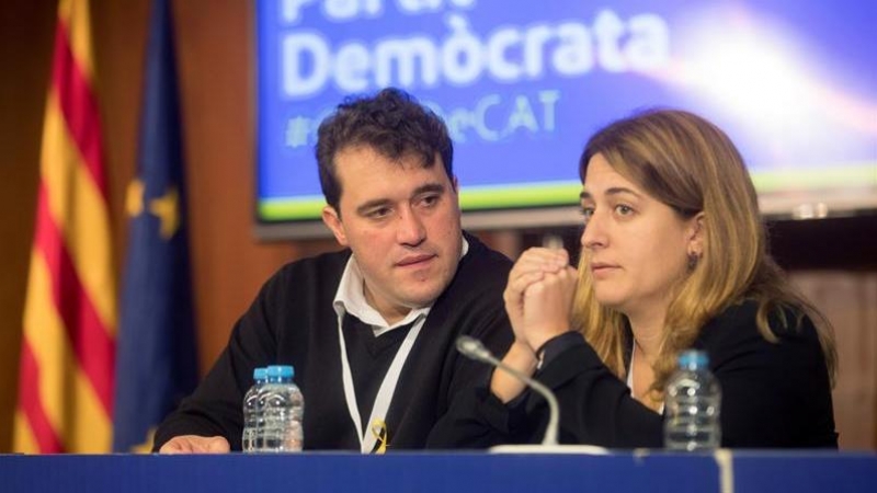 Los coordinadores generales del PDeCat, David Bonvehí y Marta Pascal durante el Consejo Nacional del PDeCat. EFE/Marta Pérez
