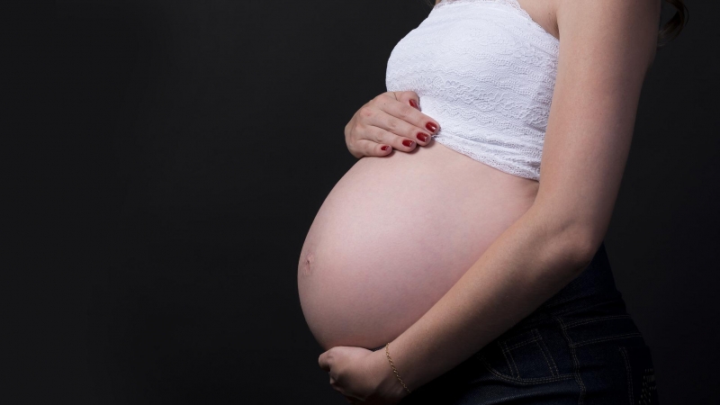 Mujer embarazada tocándose la tripa. / Pixabay